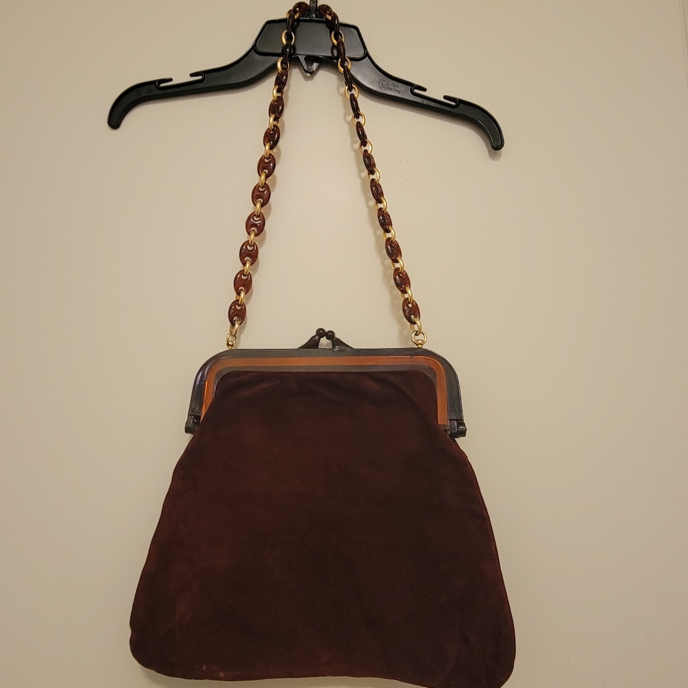 Elegant Dark Burgandy Suede Handbag